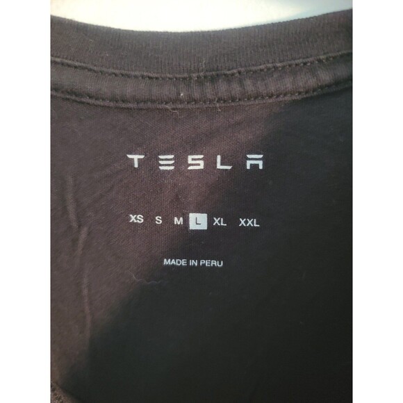 TESLA Mens Size Large Black Logo Graphic Short Sleeve T-Shirt 100% Cotton - Picture 6 of 8